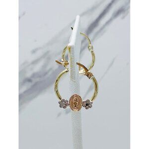 ❤️ Real 10k Gold hoops Virgin Mary - Our lady of Guadalupe